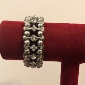 Silver and Rhinestone Stretch Bracelet